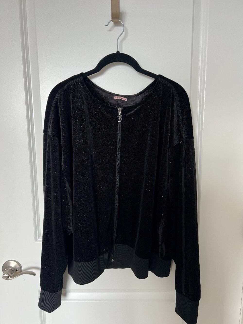 Juicy Couture Black Jacket With Sparkles Glitter Zip Up XL Y2k